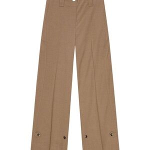 Ganni Tan Trousers with Adjustable Buttons